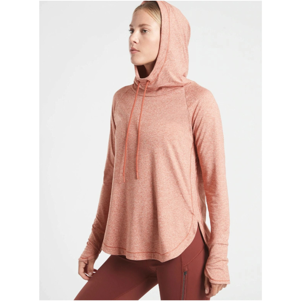 Athleta Uptempo Hoodie Sweatshirt Womens Large Cameo Orange Athleisure 382882 - Picture 2 of 13